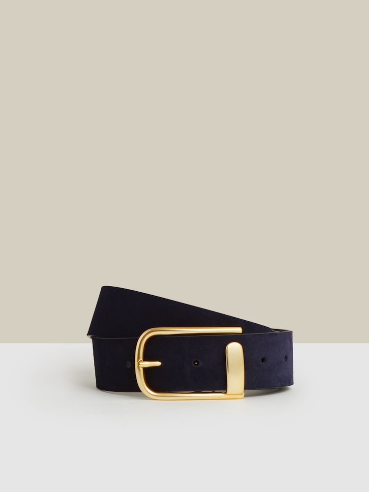 Reiss Navy Iyla Suede Half Keeper Belt - Image 1 of 5