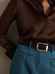 Reiss Navy Iyla Suede Half Keeper Belt - Image 2 of 5