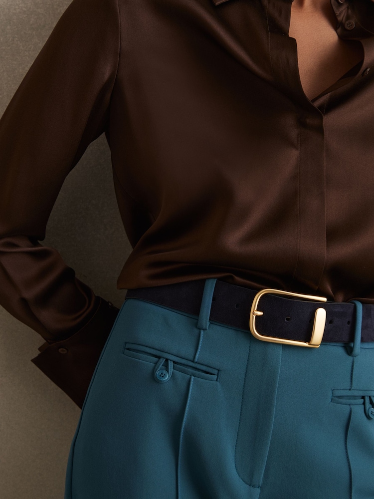 Reiss Navy Iyla Suede Half Keeper Belt - Image 2 of 5