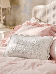Shabby Chic by Rachel Ashwell® Natural Crochet Scallop Edge Cushion - Image 2 of 13
