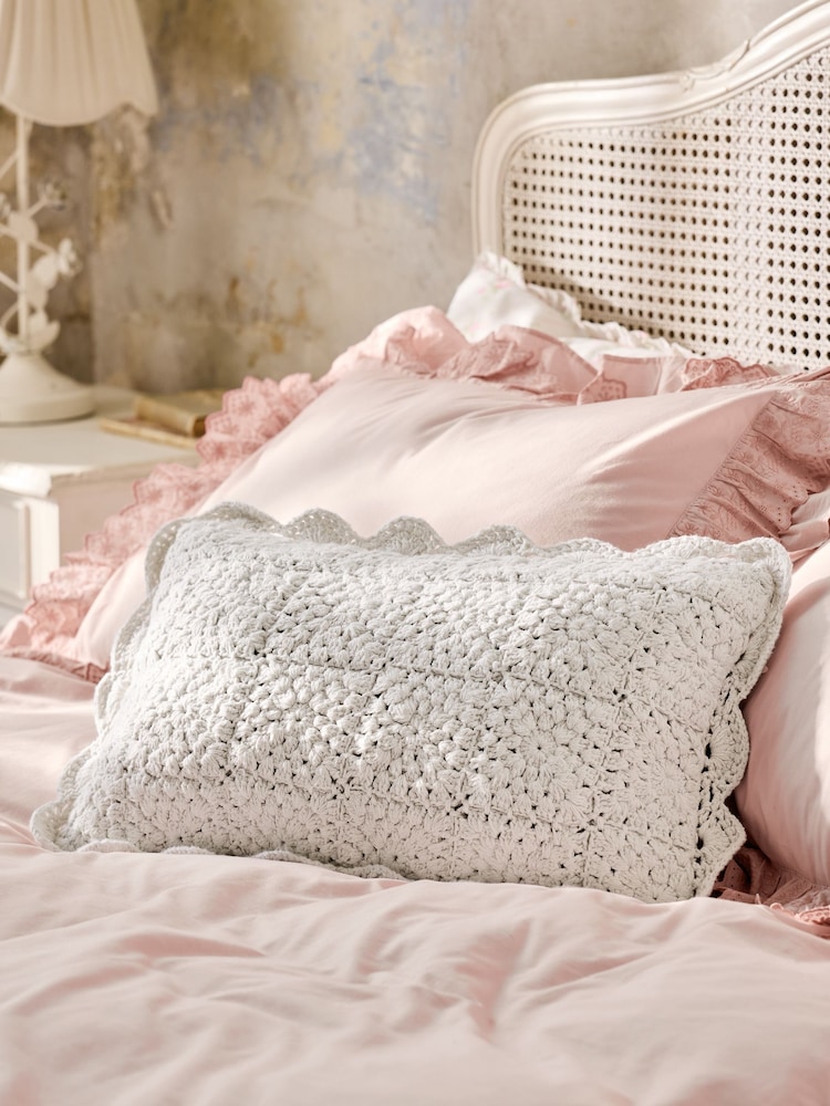Shabby Chic by Rachel Ashwell® Natural Crochet Scallop Edge Cushion - Image 2 of 13