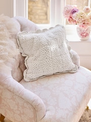 Shabby Chic by Rachel Ashwell® Natural Crochet Scallop Edge Cushion - Image 3 of 13
