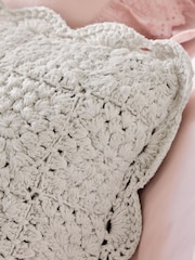 Shabby Chic by Rachel Ashwell® Natural Crochet Scallop Edge Cushion - Image 6 of 13