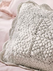 Shabby Chic by Rachel Ashwell® Natural Crochet Scallop Edge Cushion - Image 8 of 13