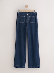Azul lavado - Alto Rise Patch Pocket Comfort Stretch Wide Leg Jeans - Imagen 1 de 3