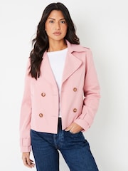 Rosa - Threadbare Dubbelknäppt Croppad Trench Jacka - Bild 1 av 5