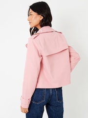 Rosa - Threadbare Dubbelknäppt Croppad Trench Jacka - Bild 2 av 5