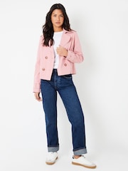 Rosa - Threadbare Dubbelknäppt Croppad Trench Jacka - Bild 4 av 5