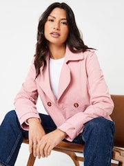 Rosa - Threadbare Dubbelknäppt Croppad Trench Jacka - Bild 5 av 5