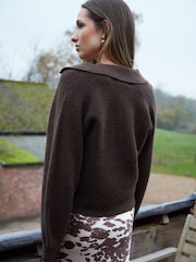 Threadbare Brown Trophy Neck Pullover Knitted Jumper - Image 2 of 4