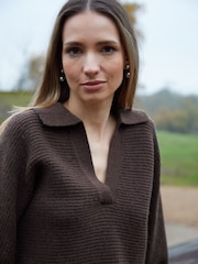 Threadbare Brown Trophy Neck Pullover Knitted Jumper - Image 4 of 4