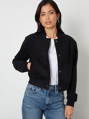 Threadbare Black Cropped Bomber Jacket - Image 4 of 4