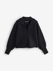 Threadbare Black Trophy Neck Pullover Knitted Jumper - Image 7 of 7