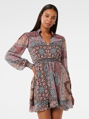Forever New Brown Sonny Frill Trim Mini Dress - Image 1 of 5