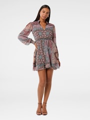 Forever New Brown Sonny Frill Trim Mini Dress - Image 5 of 5