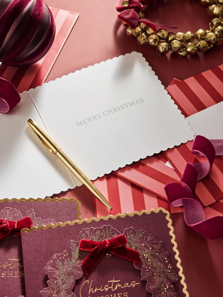 Burgandy Wreath Luxury 6 Pack Christmas Cards - Image 2 of 3