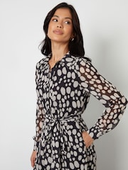 Threadbare Black Chiffon Belted Maxi Shirt Dress - Image 2 of 4