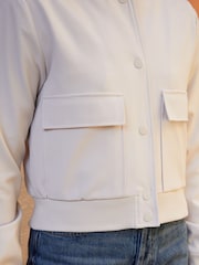 Threadbare Cream Cropped Bomber Jacket - Image 4 of 4