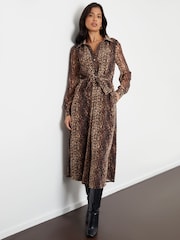 Threadbare Animal Print Chiffon Belted Maxi Shirt Dress - Image 3 of 5