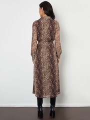Threadbare Animal Print Chiffon Belted Maxi Shirt Dress - Image 4 of 5