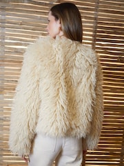 Threadbare Natural Mongolian Faux Fur Coat - Image 2 of 5