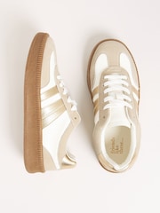 Friends Like These White Gold Lace-Up Retro Gumsole Sports Trainers - Image 1 of 5