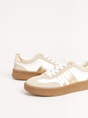 Friends Like These White Gold Lace-Up Retro Gumsole Sports Trainers - Image 2 of 5