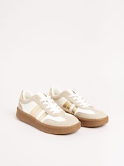 Friends Like These White Gold Lace-Up Retro Gumsole Sports Trainers - Image 4 of 5