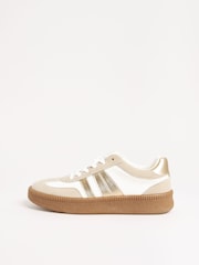 Friends Like These White Gold Lace-Up Retro Gumsole Sports Trainers - Image 5 of 5