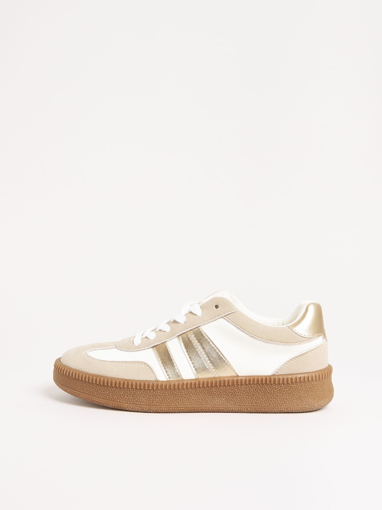 Friends Like These White Gold Lace-Up Retro Gumsole Sports Trainers - Image 5 of 5