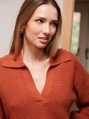 Threadbare Orange Trophy Neck Pullover Knitted Jumper - Image 2 of 4
