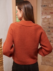 Threadbare Orange Trophy Neck Pullover Knitted Jumper - Image 3 of 4