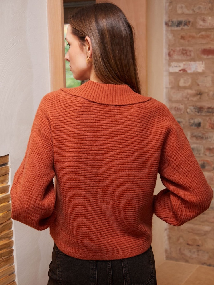 Threadbare Orange Trophy Neck Pullover Knitted Jumper - Image 3 of 4