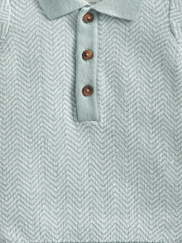Mamas & Papas Blue Short Sleeve 100% Cotton Knit Polo Shirt - Image 3 of 3