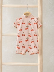 Mamas & Papas Pink Cherry Print SwimSuit - Image 1 of 3
