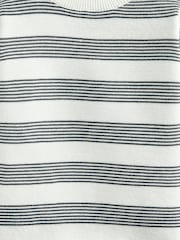 Mamas & Papas Stripe Knit 100% Cotton White Jumper - Image 3 of 3