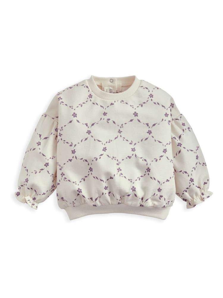 Mamas & Papas Cream Trellis Print Sweatshirt - Image 1 of 3