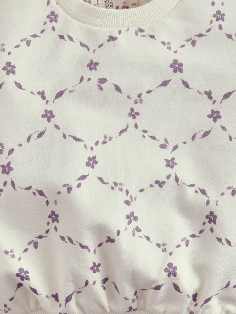 Mamas & Papas Cream Trellis Print Sweatshirt - Image 3 of 3