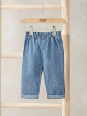 Mamas & Papas Blue Lavender Embroidered 100% Cotton Jeans - Bild 1 von 3