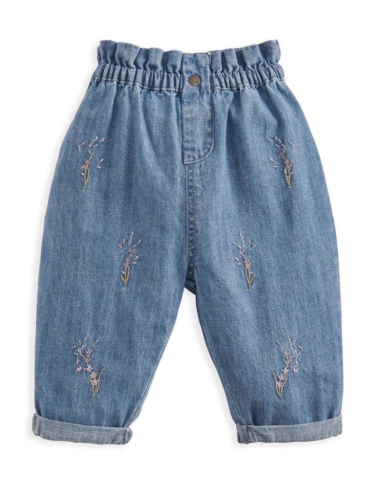 Mamas & Papas Blue Lavender Embroidered 100% Cotton Jeans - Bild 2 von 3
