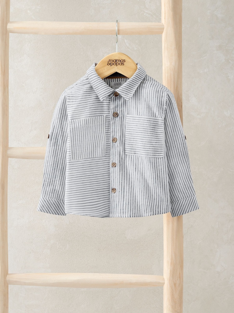 Mamas & Papas Blue Pinstripe Shirt - Image 1 of 3