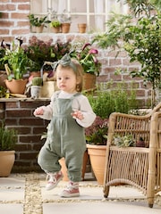 Mamas & Papas Green Dungaree and Bow 100% Cotton Headband Set - Image 1 of 9