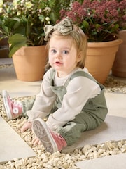 Mamas & Papas Green Dungaree and Bow 100% Cotton Headband Set - Image 2 of 9
