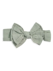 Mamas & Papas Green Dungaree and Bow 100% Cotton Headband Set - Image 9 of 9