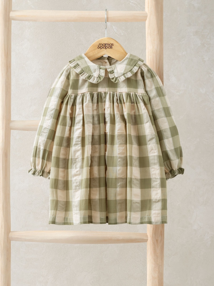 Mamas & Papas Cream Gingham 100% Cotton Shirt Dress - Image 1 of 3 Mamas & Papas Cream Gingham 100% Cotton Shirt Dress - Image 1 of 3