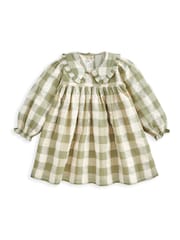 Mamas & Papas Cream Gingham 100% Cotton Shirt Dress - Image 2 of 3