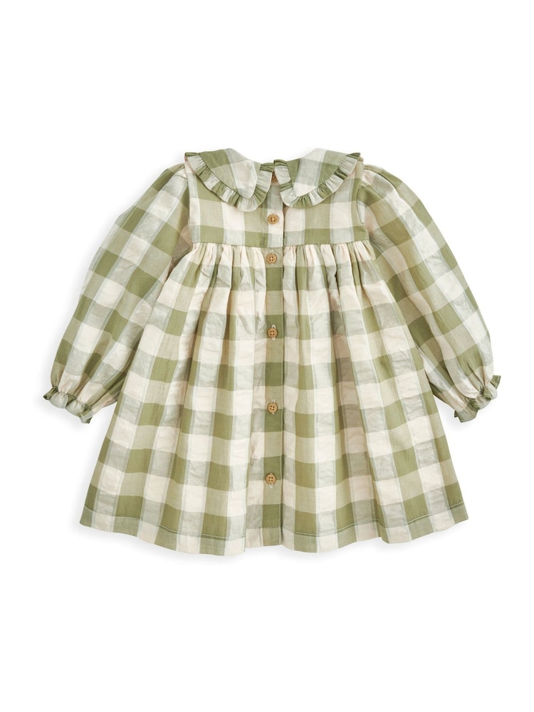 Mamas & Papas Cream Gingham 100% Cotton Shirt Dress - Image 3 of 3