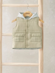 Mamas & Papas Hooded Brown Gilet - Imagen 1 de 3