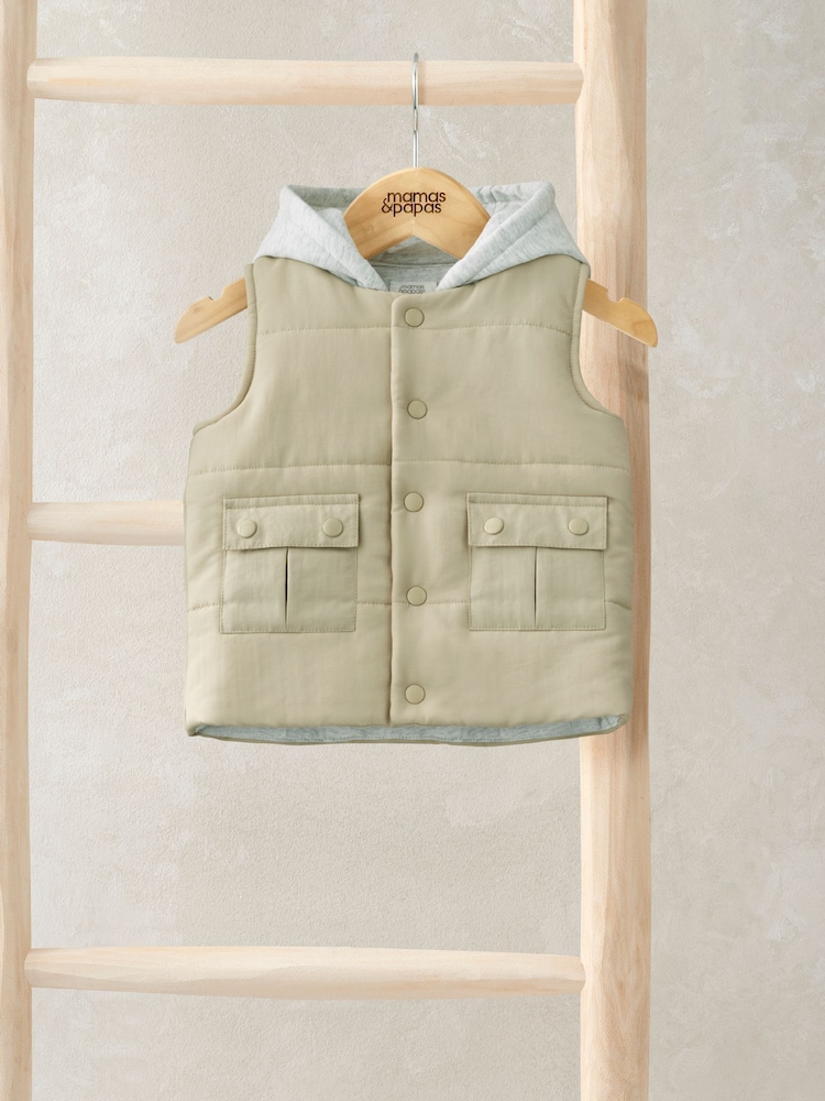 Mamas & Papas Hooded Brown Gilet - Imagen 1 de 3