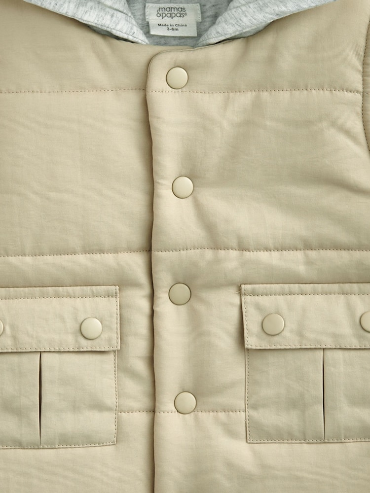 Mamas & Papas Hooded Brown Gilet - Image 3 of 3 Mamas & Papas Hooded Brown Gilet - Image 3 of 3